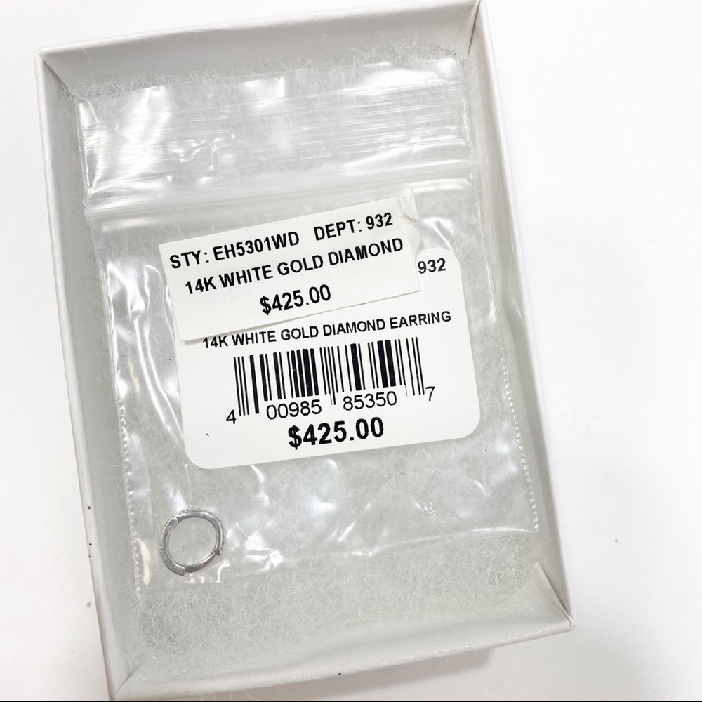 SALEπ€ Last One! Real Diamond 14k White Gold Huggie earring - Picture 10 of 17